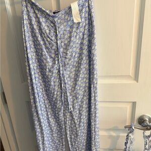 Zara Light Blue and White Patterned Trousers